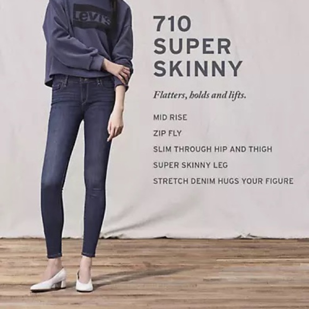 LEVI’S 710 Super Skinny Black Denim, jeans size 25 - Picture 14 of 14